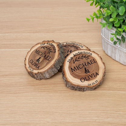 Wedding Coaster Set, Real Wood Coasters, Made in The USA, Wedding Guest Coasters, Personalized Wood Coaster Set, Custom Wedding Coasters - Apparel & Accessories - Aylev