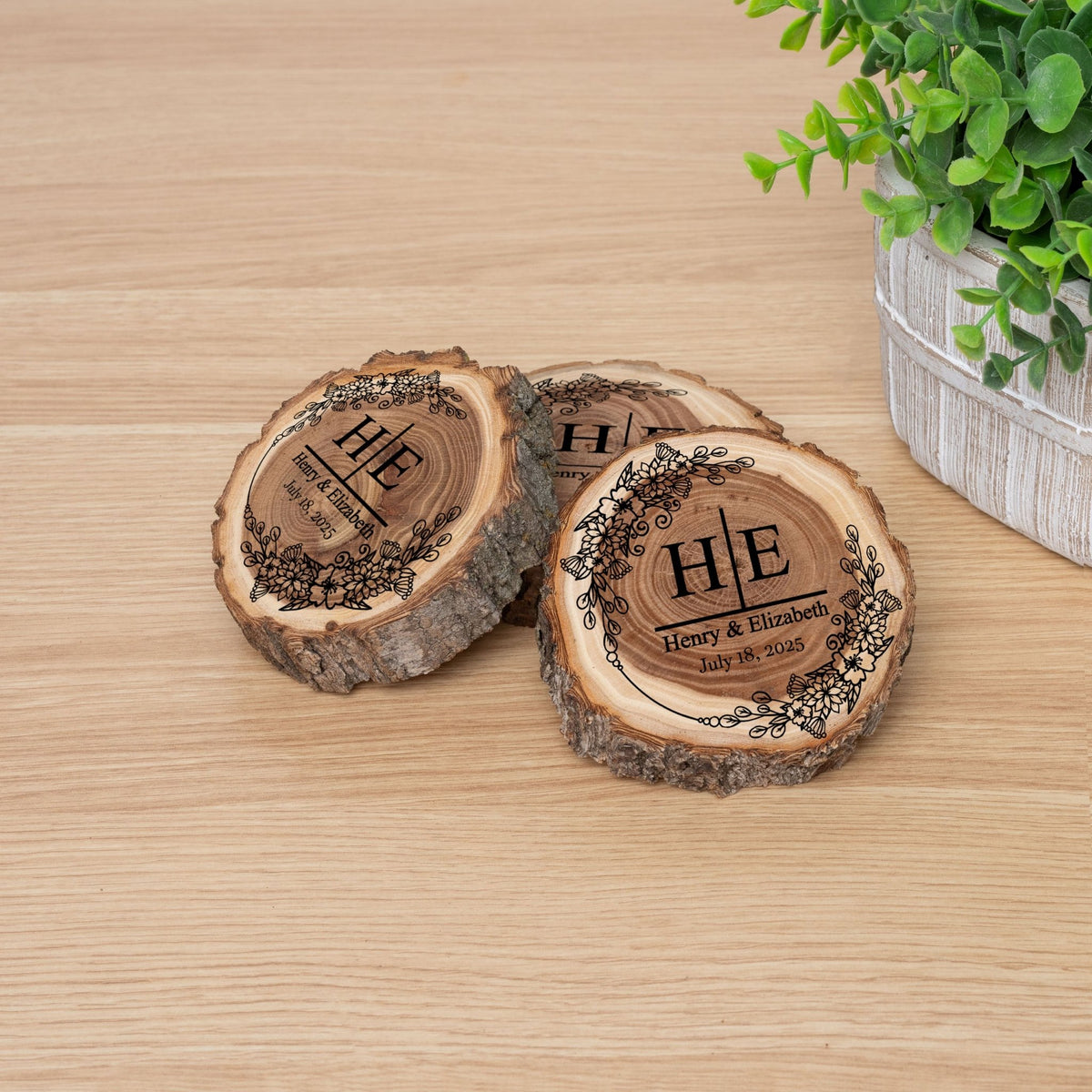 Wedding Coaster Set, Real Wood Coasters, Made in The USA, Wedding Guest Coasters, Personalized Wood Coaster Set, Custom Wedding Coasters - Apparel & Accessories - Aylev