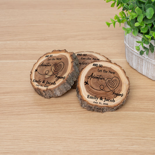 Wedding Coaster Set, Real Wood Coasters, Made in The USA, Wedding Guest Coasters, Personalized Wood Coaster Set, Custom Wedding Coasters