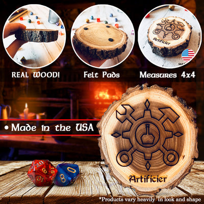 Dungeons and Dragons Real Wood Artificier DnD Coaster | DnD Accessories | DnD Gift for Men | Dungeon Master Gift | DnD Stuff | D&D Gifts