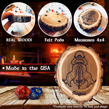 Dungeons and Dragons Real Wood Rogue DnD Coaster, DnD Accessories, DnD Gift for Men, DnD Stuff, D&D Gifts - Apparel & Accessories - Aylev