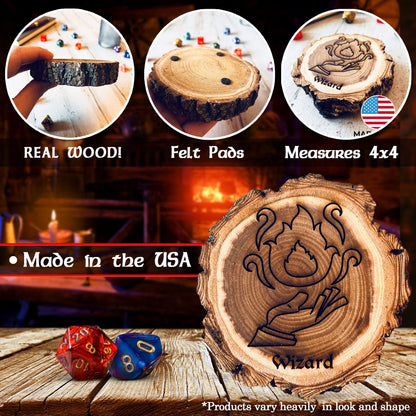 Dungeons and Dragons Real Wood Wizard DnD Coaster, DnD Accessories, DnD Gift for Men, DnD Stuff, D&D Gifts - Apparel & Accessories - Aylev