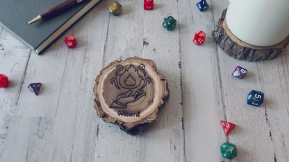 Dungeons and Dragons Real Wood Wizard DnD Coaster, DnD Accessories, DnD Gift for Men, DnD Stuff, D&D Gifts