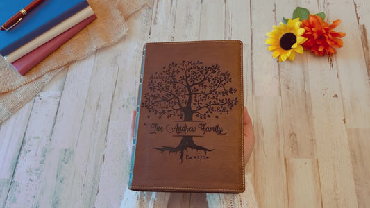 Personalized Family Bible, Custom Engraved NKJV Wide-Margin Family Tree Bible, Wedding Gifts, Anniversary Gifts, Family Bible for Weddings