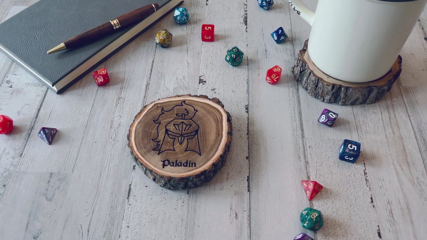 Dungeons and Dragons Real Wood Paladin DnD Coaster | DnD Accessories | DnD Gift for Men | Dungeon Master Gift | DnD Stuff | D&D Gifts