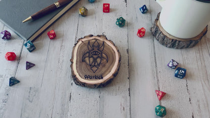 Dungeons and Dragons Real Wood Warlock DnD Coaster, DnD Accessories, DnD Gift for Men, DnD Stuff, D&D Gifts