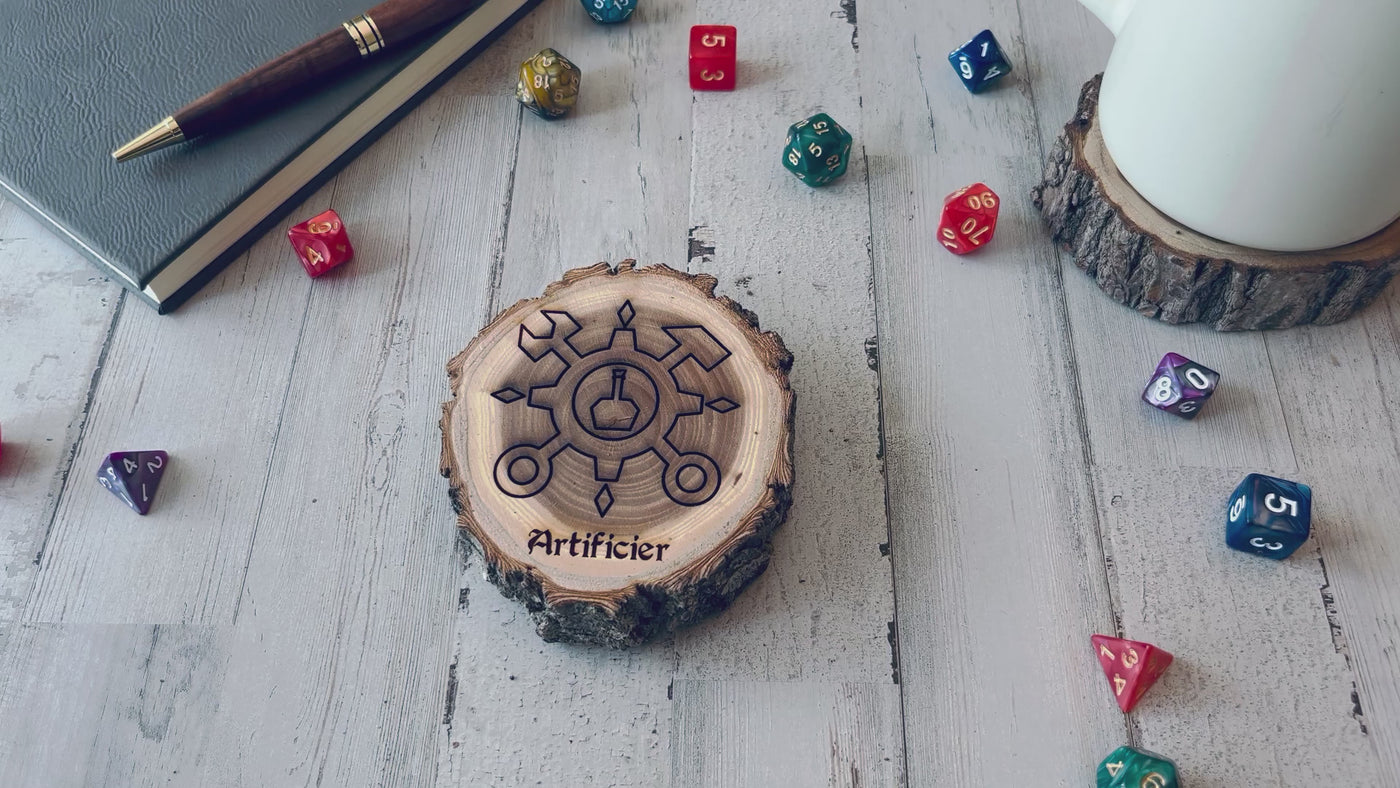 Dungeons and Dragons Real Wood Artificier DnD Coaster | DnD Accessories | DnD Gift for Men | Dungeon Master Gift | DnD Stuff | D&D Gifts