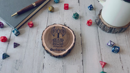 Dungeons and Dragons Real Wood Barbarian DnD Coaster, DnD Accessories, DnD Gift for Men, DnD Stuff, D&D Gifts