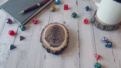 Dungeons and Dragons Real Wood Rogue DnD Coaster, DnD Accessories, DnD Gift for Men, DnD Stuff, D&D Gifts