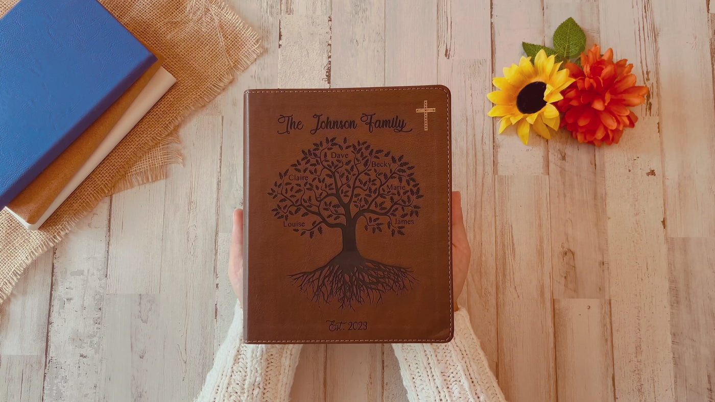 Personalized Family Bible | Custom NIV Family Tree Journaling Bible | Engraved Bible Wedding Bible Christian Gifts Family Bible for Wedding