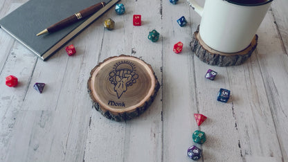 Dungeons and Dragons Real Wood Monk DnD Coaster, DnD Accessories, DnD Gift for Men, DnD Stuff, D&D Gifts