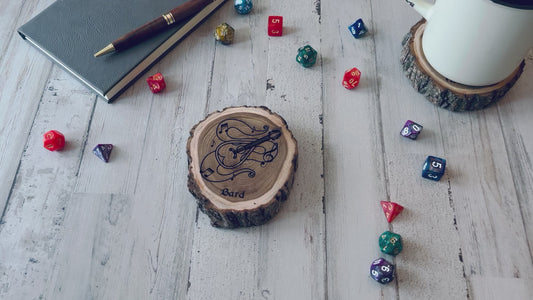 Dungeons and Dragons Real Wood Bard DnD Coaster, DnD Accessories, DnD Gift for Men, DnD Stuff, D&D Gifts